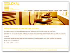 WebDesign mit Joomla, Café-Bar Lokal Luzern
